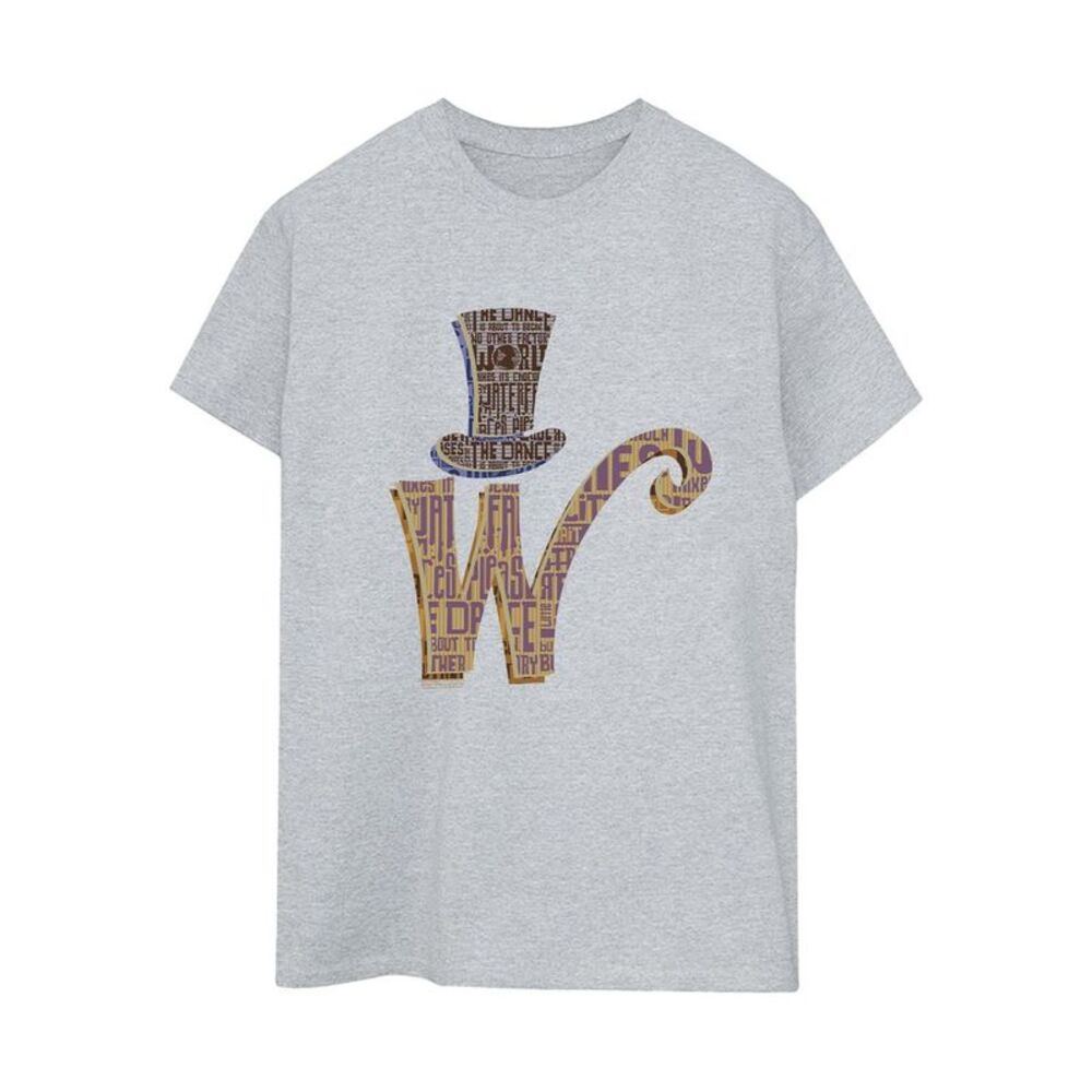 Willy Wonka Womens/Ladies W Logo Hat Cotton Boyfriend T-Shirt / Sports Grey